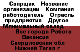 Сварщик › Название организации ­ Компания-работодатель › Отрасль предприятия ­ Другое › Минимальный оклад ­ 27 000 - Все города Работа » Вакансии   . Свердловская обл.,Нижний Тагил г.